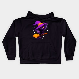 Witch cat - Black magic cat - cute spooky Kids Hoodie